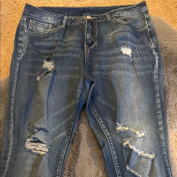 Distressed Blue Jeans for Women - Picture 2 of 11